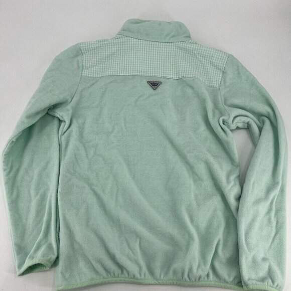 Columbia Womens Mint Green 1/4 Snap Fleece Pullover Sweatshirt Size M Soft Hike - Picture 6 of 8